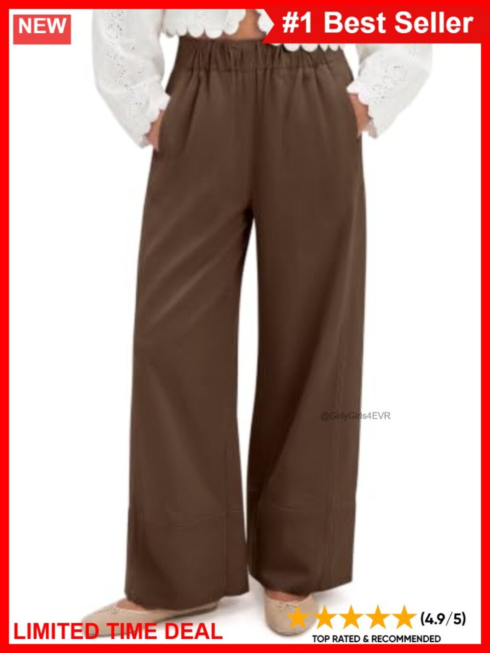 Cotton Wide Leg Lounge Travel Pants High Waist Trousers